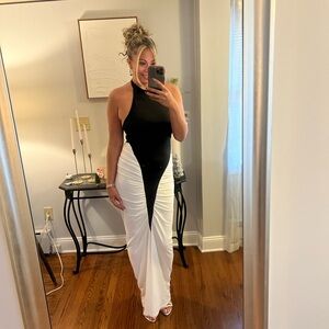 Black and White Halter Maxi Dress